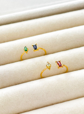 欧美时尚小众设计钛钢镀金简约气质博主款镶钻戒指指环中指食指女