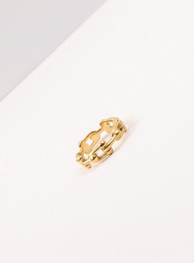 百搭个性马蹄扣链条戒指