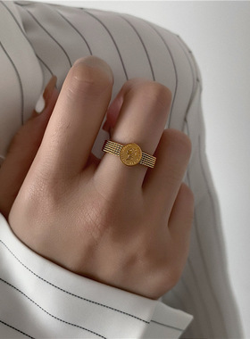 女王头像戒指轻奢钛钢时尚个性