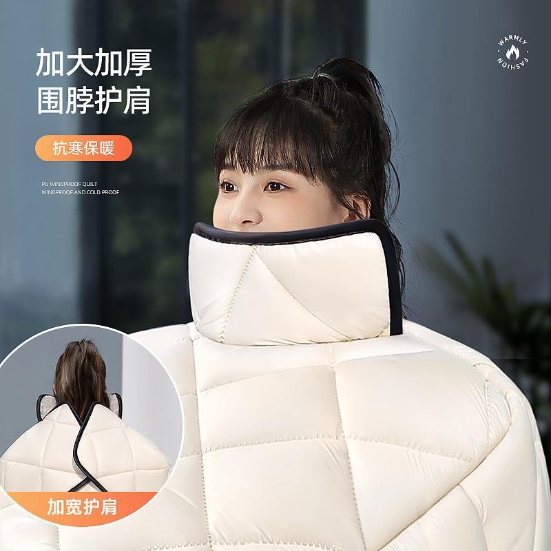 德国特大号电动车挡风被冬季加绒加厚防寒防水摩托车把手护腿部肩 - 图0