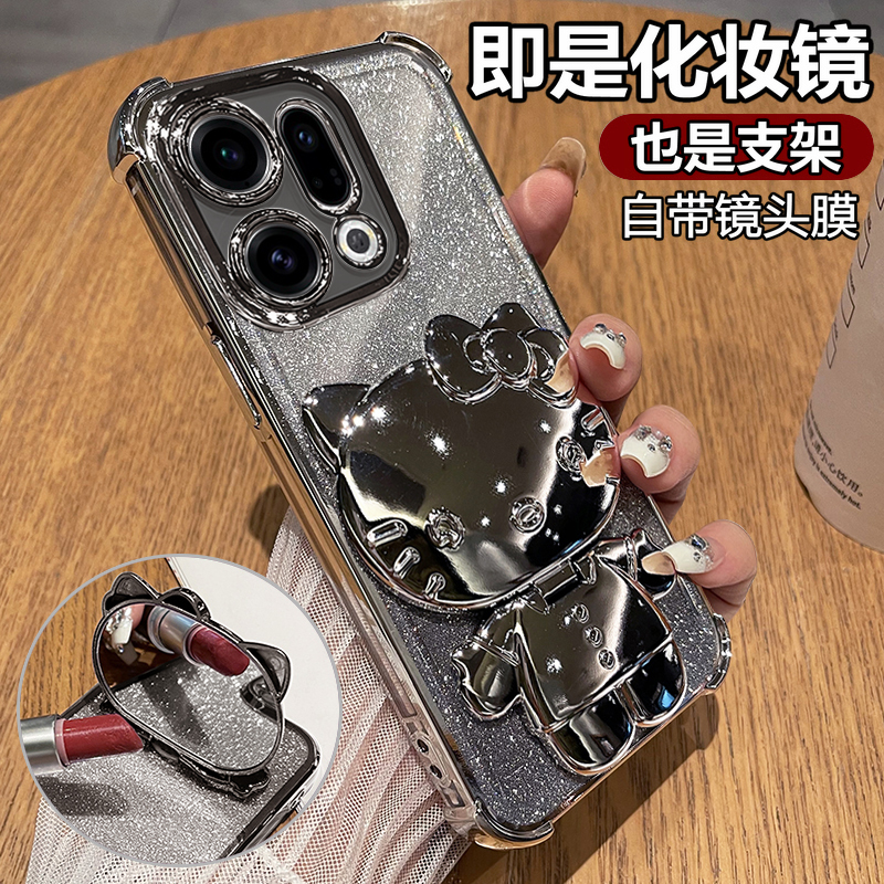 适用oppofindx9手机壳findx9pro保护硅胶套PLJ110带镜头膜PLG全包防摔透明por软oppo支架镜子oppox女新款可爱 - 图0