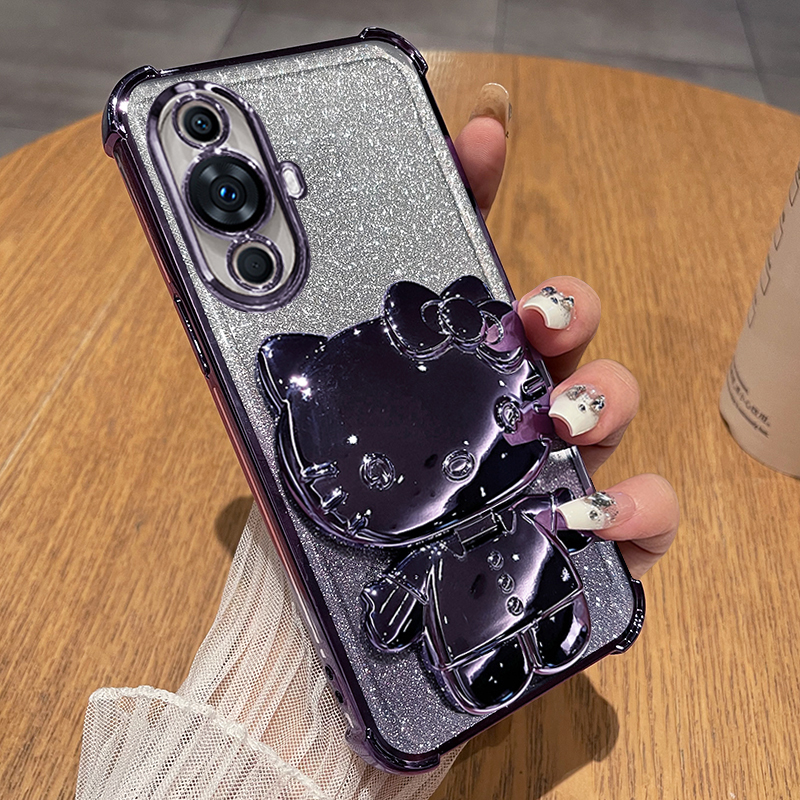 适用华为nova12活力版手机壳nove12保护硅胶套FIN一AL60a自带镜头膜全包防摔透明软note支架女板新款镜子可爱 - 图1