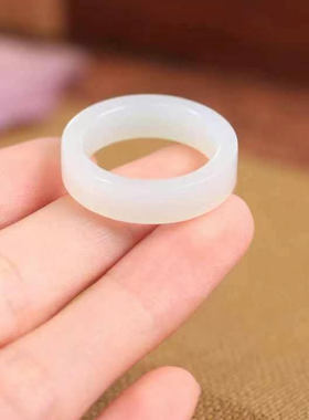 天然和田玉白玉戒指男女款