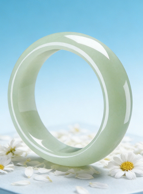 正品天然晴水和田玉宽条玉手镯