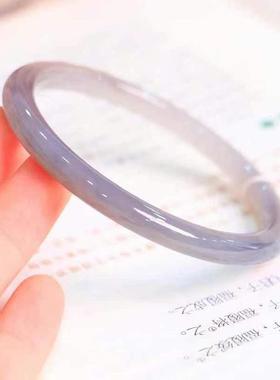 和田玉手镯女款烟紫色细条