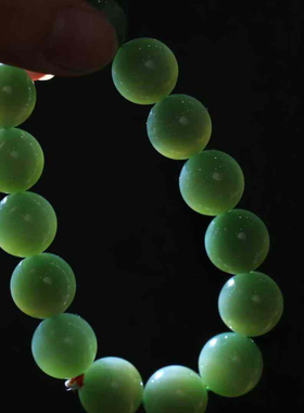 天然新疆和田玉猫眼碧玉佛珠手串