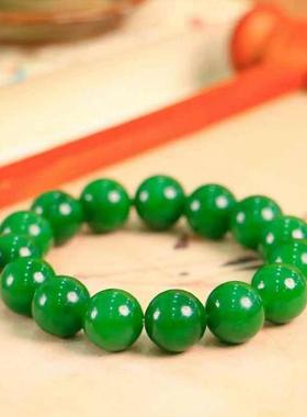 天然和田玉碧玉阳绿手串男女款