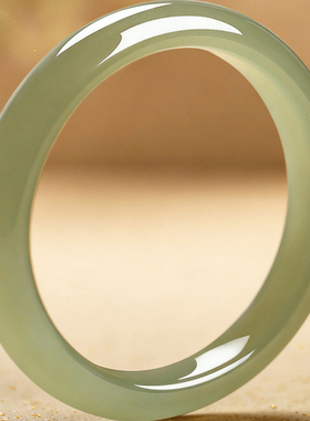 正品和田玉晴水青玉细手镯女款