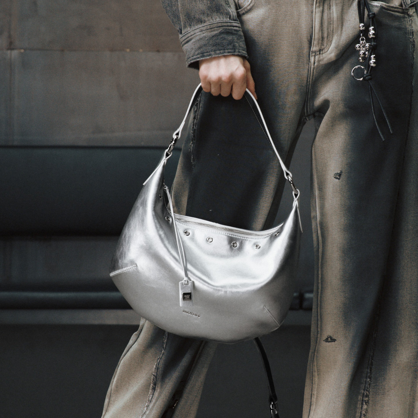 INJOYLIFE秋季新品tag新月包牛皮单肩斜挎包马鞍包手提包通勤女包,淘宝优惠券,粉丝福利购,淘宝优惠卷