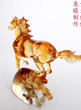 琉璃马到成功摆件客厅办公室桌面装饰品送领导送老板商务纪念礼品