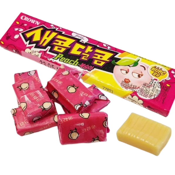 韩国进口crown克丽安酸甜水果味软糖草莓葡萄桃子味儿童糖果29g - 图0