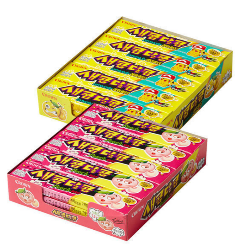 韩国进口crown克丽安酸甜水果味软糖草莓葡萄桃子味儿童糖果29g - 图2