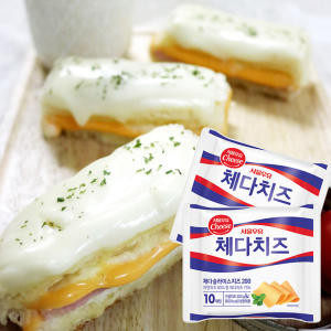 韩国进口食品首尔牛奶切达奶酪片再制干芝士片料理食材100g5片装 - 图1