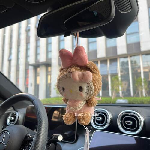 三丽鸥宝宝凯蒂猫汽车车挂可爱卡通毛绒汽车挂件车载新车礼物 - 图0