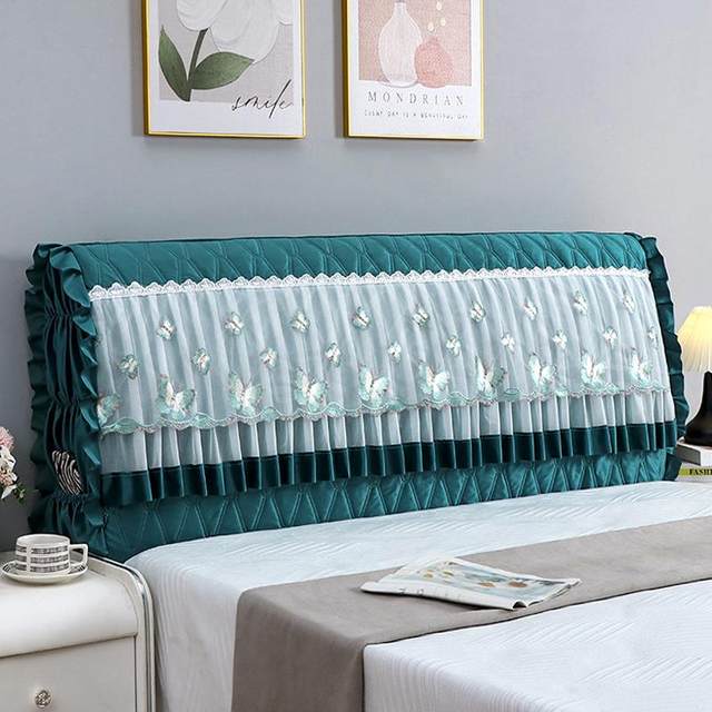 New Princess Bedside Cover Full-cover Backrest Integrated Dust Cover High-end Lace Cover Fabric Bedside Cover