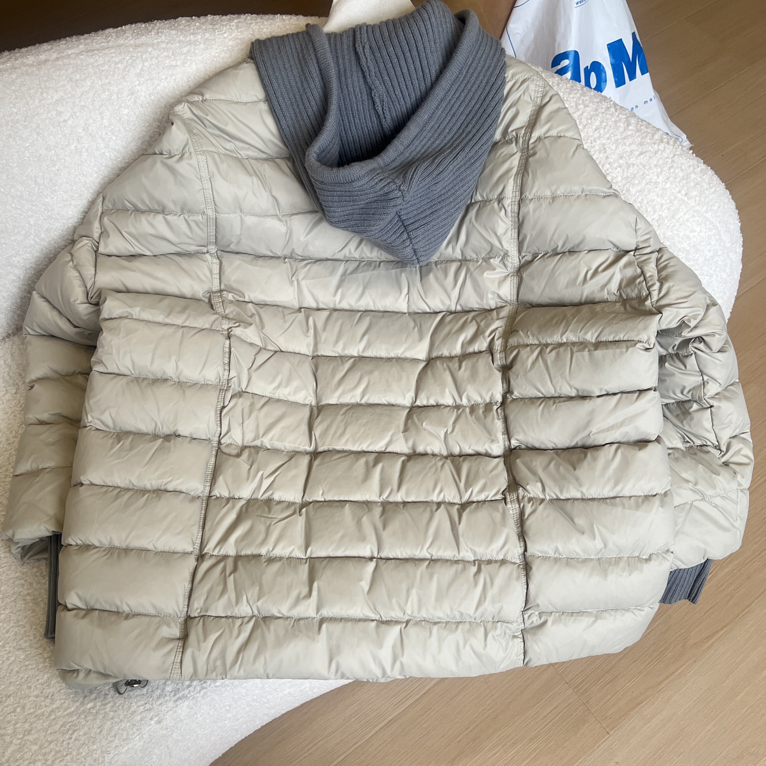 622# 韩系针织连帽(可拆卸)设计感90羽绒服氛围感外套女 - 图0