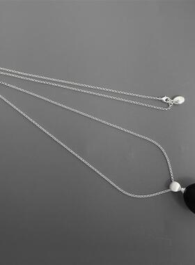 韩国欧尼同款黑色水滴吊坠鸽子蛋项链韩系ins简约高级百搭夏新款