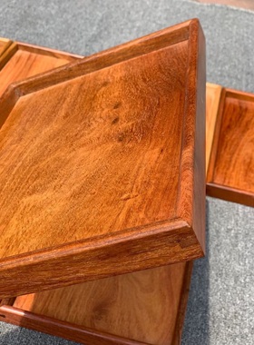 缅甸花梨木文承盘实木茶盘红木质水果盘家用功夫茶具长方形托盘