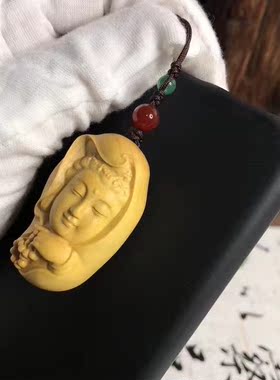 小叶黄杨木观音小吊坠手机挂包包挂