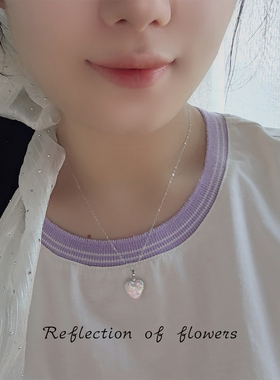 天然珍珠炫彩天然淡水珍珠爱心吊坠珍珠s925银锁骨情人节520礼物