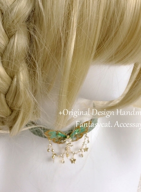 法式森系绿色蝴蝶项链小众设计项圈 复古气质春夏新款锁骨链