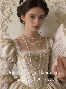 欧式古典多层仿珍珠项链lolita法式宫廷风锁骨链毛衣链