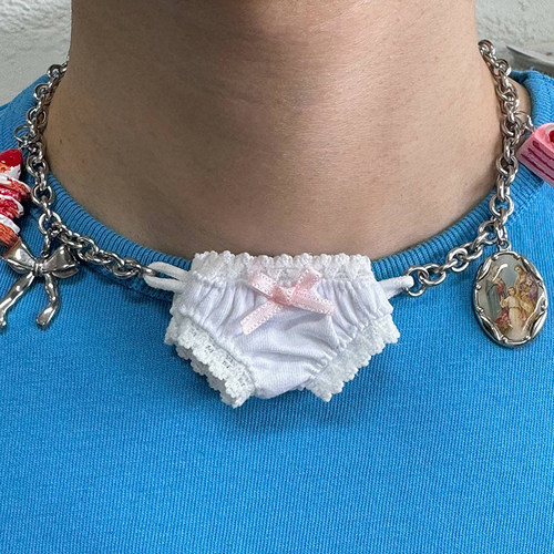 深渊mo*nte新款好亚比小内裤小众设计可爱辣妹项链男女颈链 - 图0
