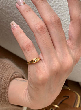 金色八芒星锆石戒指女富贵千金感