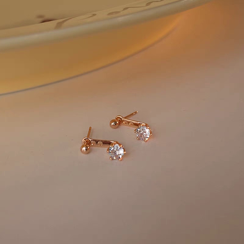 s925纯银锆石耳钉女轻奢小众设计高级感后挂式耳环气质时尚耳饰 - 图2