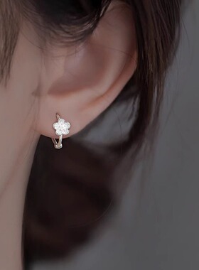 s925纯银樱花耳扣女轻奢高级感