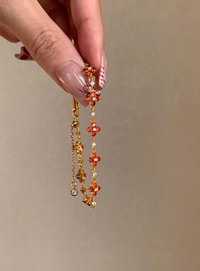 爆闪满钻四叶草仿绿松石手链女