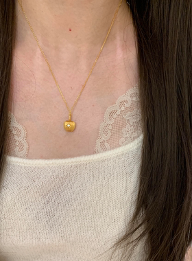 圣诞节意大利手工拉丝金苹果项链