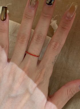 极细仿红宝石戒指女时尚高级感