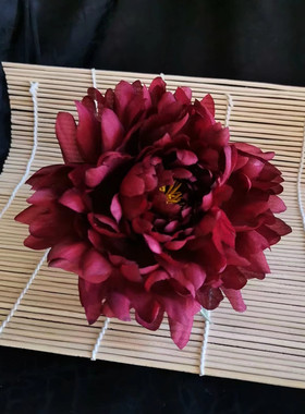diy真丝欧根纱烫花牡丹发饰