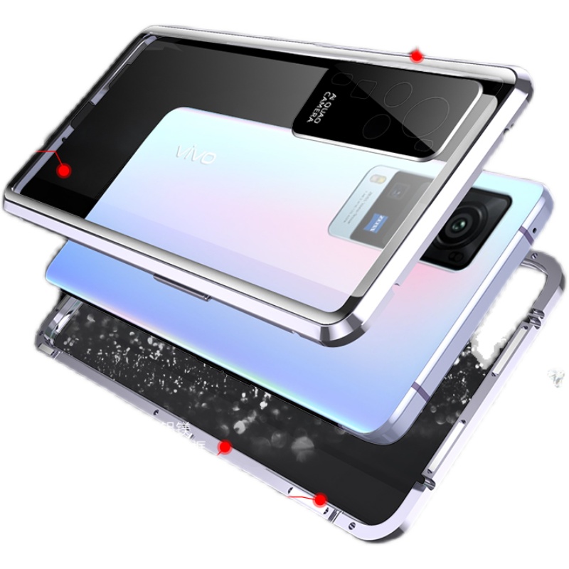 适用双面玻璃vivox60t手机壳镜头全包x60pro磁吸s9e磁吸防摔保护套s10双面玻璃壳膜一体金属边框个性简约硬壳 - 图3