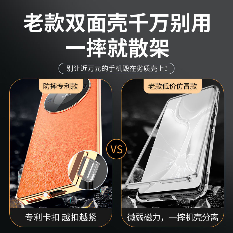 适用荣耀X4O手机壳x40gt华为honor外壳新款x40i素皮玻璃i40x磁吸x4OI双面全包xi金属40L自带镜头膜xgt华x4ogt