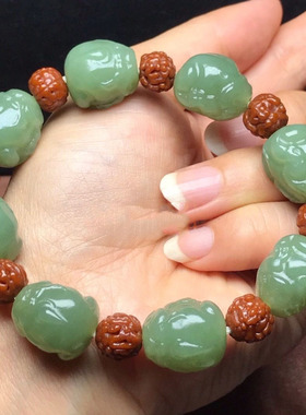 油青色手串貔貅珠子手链