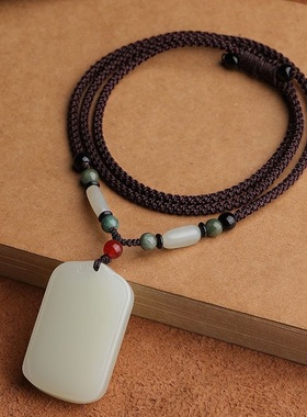 青白色无事牌吊坠挂件毛衣链