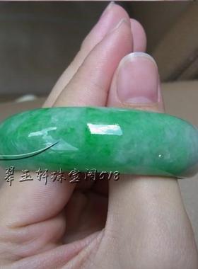 翡翠色玉石手镯冰种帝王绿浅绿飘花女款玉手镯手链简约款玉石手镯