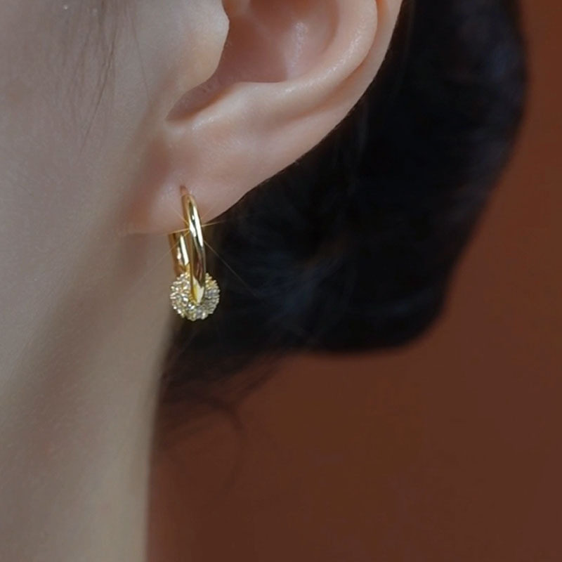 时尚高级满钻圆球耳圈耳环精致百搭2024新款个性小众气质轻奢耳饰,淘宝优惠券,粉丝福利购,淘宝优惠卷