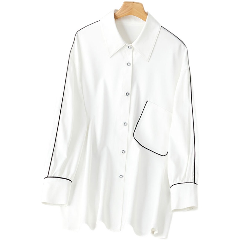 白色休闲真丝衬衫女春夏新款大码宽松薄衬衣气质女人味桑蚕丝上衣