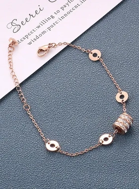 欧美钛钢手链不掉色女小蛮腰爆款手环网红ins流行饰品金色手环18K