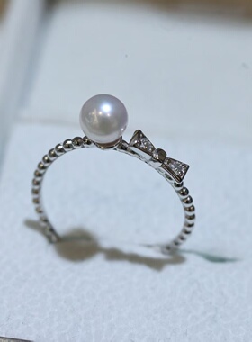 轻奢日本海水珍珠钻石开口戒指