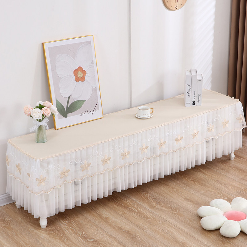 奶油风防水防油超长条电视柜桌布全包防尘罩套轻奢高级感遮丑盖巾,淘宝优惠券,粉丝福利购,淘宝优惠卷