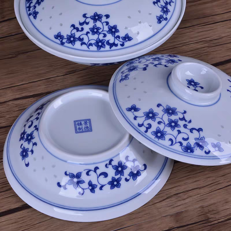 景德镇陶瓷青花陶瓷盖碗菜碗饭碗中式复古风格大汤碗牛肉拉面碗,淘宝优惠券,粉丝福利购,淘宝优惠卷