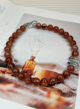 原创 天然高品红胶花节日氛围感项链气场贵气新年礼物饰品