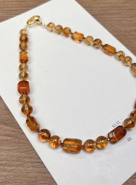 原创 天然珍珠搭黄塔晶花珀项链贵气老钱风冬季新品