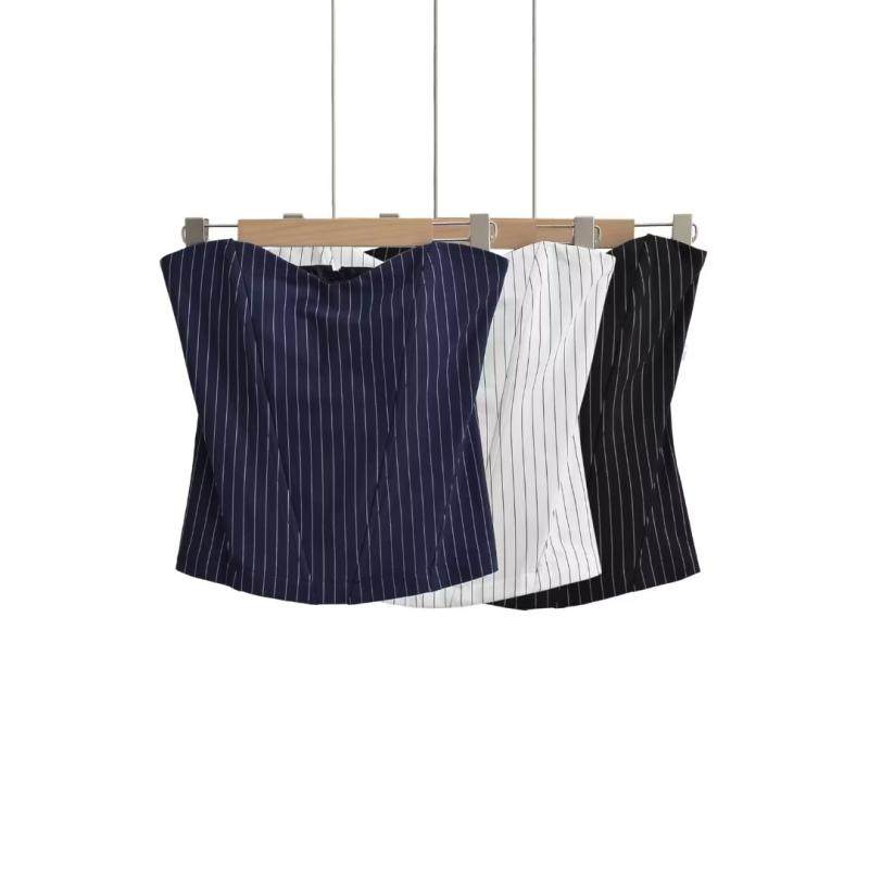 【包邮】甜酷风鱼骨带胸垫塑身抹胸拽酷美式设计感条纹背心外穿潮,淘宝优惠券,粉丝福利购,淘宝优惠卷