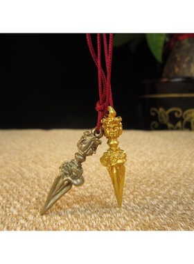 藏传法器 尼泊尔金刚杵吊坠三面普巴杵 纯铜 金刚撅 降魔杵批发