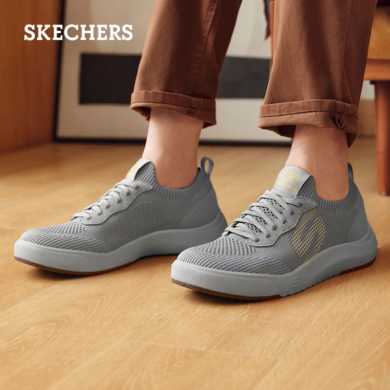 Skechers斯凯奇2024新款透气一脚蹬男耐磨板鞋户外运动休闲健步鞋